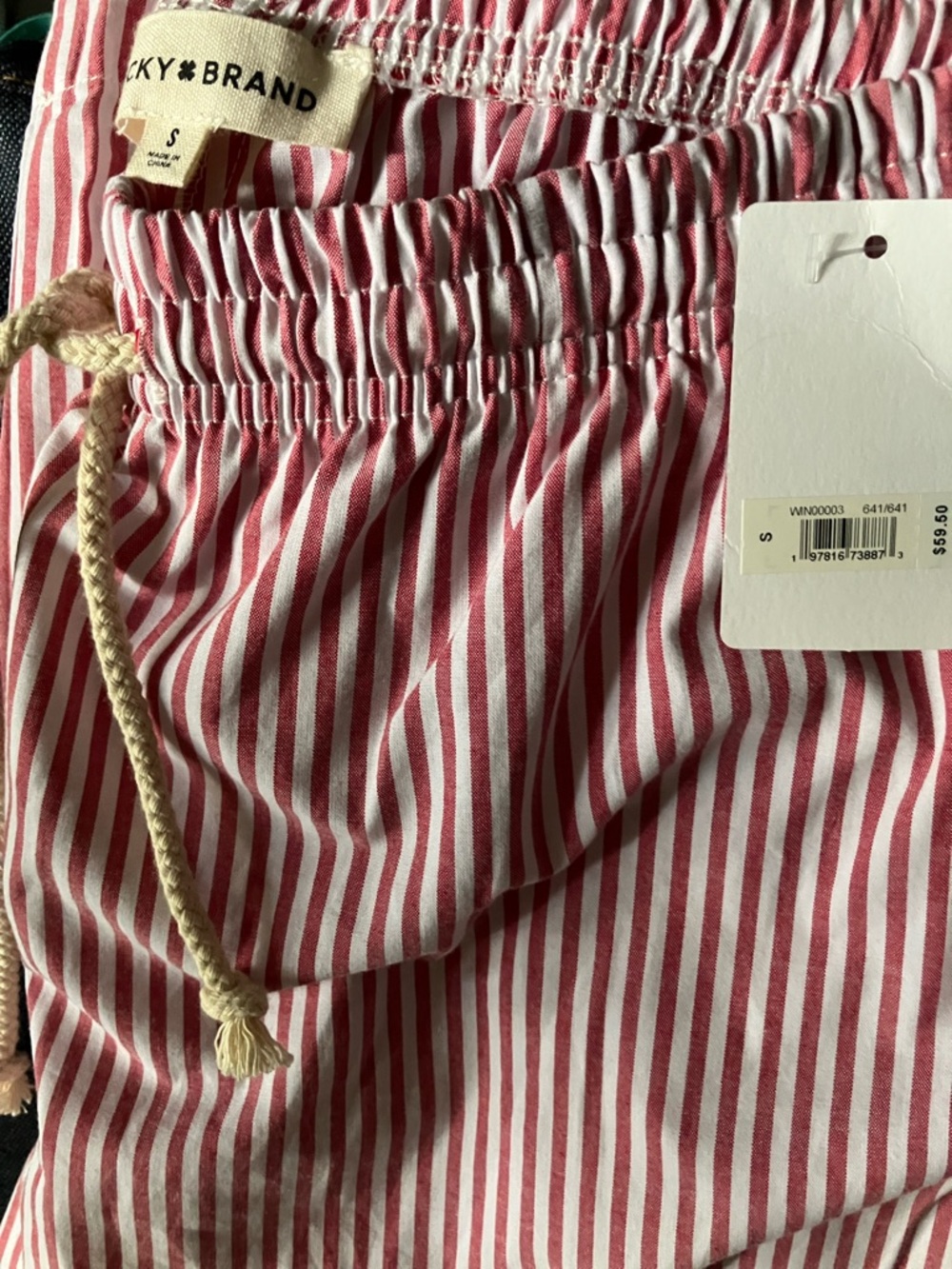Lucky Brand Pink and White Striped Drawstring Waist Shorts